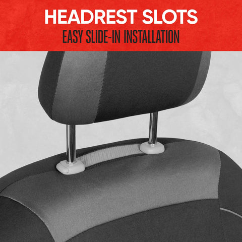 Black Cloth Car Seat Covers For Front Seats Premium Bucket Style Fits Cars Trucks SUVs With Removable Headrests Interior Protector feature