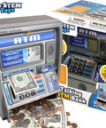 Talking ATM Piggy Bank For Kids With Digital Screen And Real Money Calculator, Interactive Savings Safe Box With Coin Slot, Silver