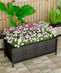 Sturdy Raised Garden Bed With Inner Fabric Liners For Vegetables And Flowers, Heavy Duty Planter Box For Backyard Patio Or Balcony, Moisture Resistant Carbon Steel Base, 3 Drainage Holes, Inner Size 33.85x14.17x11 Inches.
