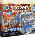 Packaging of Hands On 4 Cylinder Engine Kit For STEM Lovers with working pistons and LED lights, ages 8 and up.