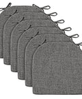 Six Pack Dining Chair Cushions With Ties And Non Slip Backing, 16x16x2 Inches, Dark Gray, front view
