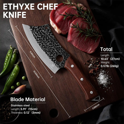Meat Cleaver Knife With Genuine Leather Sheath For Dad Gift Heavy Duty Japanese 3CR13 Stainless Steel Forged Blade