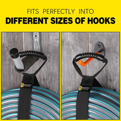 Eight Pack Heavy Duty Extension Cord Organizer With 60 Lb Capacity For Cords Hoses And Tools Adjustable Strap System With Carabiners on hooks