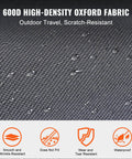 Close-up of water droplets on 600D Oxford fabric, highlighting durability and waterproof features for heavy duty folding fishing cart.