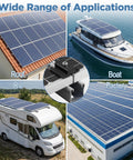10 Piece Mid Clamp Kit For Solar Panels Compatible With Unistrut Rails 30mm And 35mm; installation examples on roof, boat, RV, factory