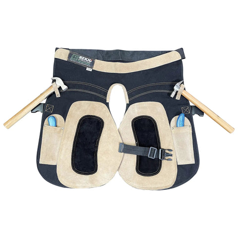 Womens Pro Grade Farrier Aprons Chaps Leather And Canvas 23 Inch Fit With Extra Knee Padding Double Knife Pockets Hammer Loops