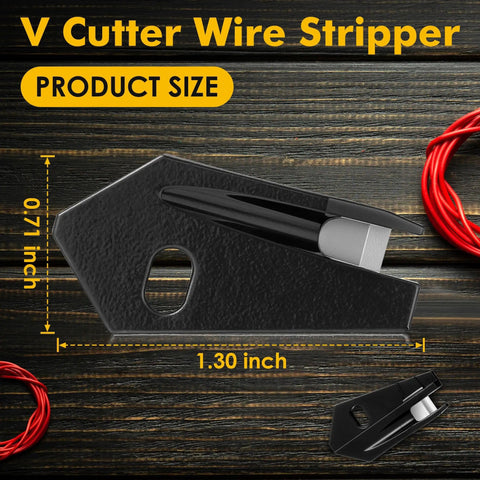 2 Pack V Cutter Cable Stripper Knife Attachment For NM And NMSC Wires, Stainless steel wire cutter tool measuring 1.30 x 0.71 inches.