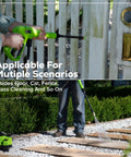 Person using Ultra Compact 1700 PSI 1.2 GPM Pressure Washer for quick no fuss home cleaning on outdoor walkway and fence.