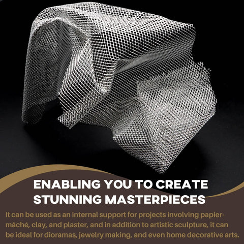 Aluminum Wire Mesh Roll for Arts and Crafts, Sculpting Mesh 15.7 Inch by 16.4 Feet, Lightweight Dope Craft Wire Mesh displayed on black background