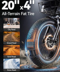 Electric Tricycle For Adults With 749W Motor And 48V Battery, Fat Tire 3 Wheel Trike, 20x4 all-terrain tire for city, gravel, and snow