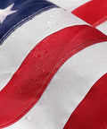 Close-up of Durable Outdoor US Flag 4x6 Ft Built For Weather Heavy Duty 210D Nylon Embroidered Stars Sewn Stripes Brass Grommets UV Protected