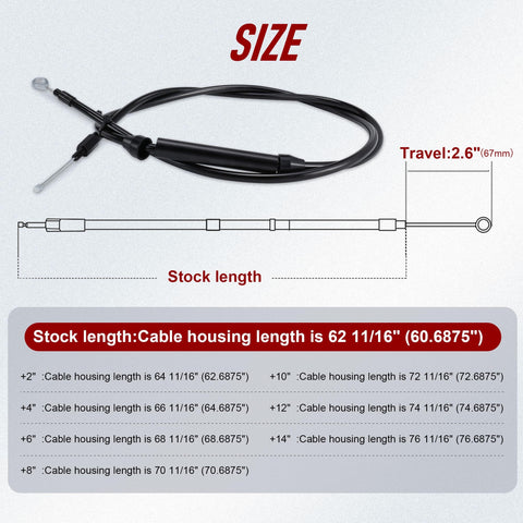 Clutch cable TIGERSGATE 64 11/16 in extended for Harley Twin Cam Evolution 5-speed Touring/Dyna, black, side view