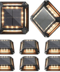 8 Pack Solar Deck Lights Outdoor Waterproof IP68 LED Pathway Markers For Garden, Driveway, Steps And Yard, Warm White, Auto On At Dusk