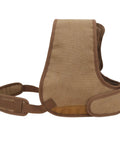 Adjustable Rifle And Shotgun Shoulder Shield With Leather Recoil Pad For Hunting And Archery, brown suede canvas