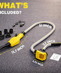 Grab And Run Cordless Fuel Transfer Pump With Smart Auto Shutoff And Slick Hand Trigger Nozzle Battery Powered Plus 12V Plug For Gas Or Diesel Heavy Duty Garage Rig parts showing hose and adapters