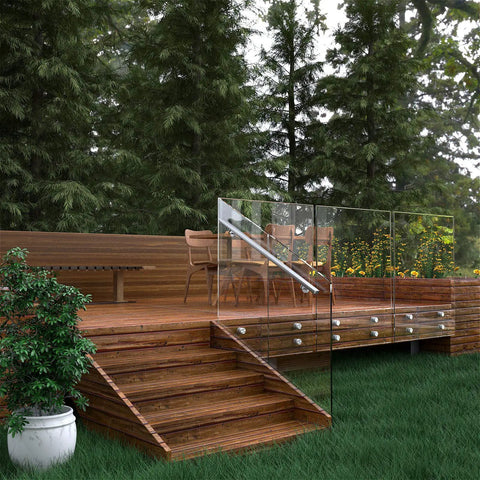 Two Pack Heavy Duty Glass Handrail Brackets, Adjustable Wall Mount for Wood, Stainless Steel or Aluminum Handrails