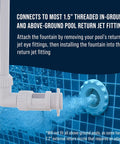Installation of Flower Shaped Waterfall Pool Fountain With Adjustable Spray Distance And Height For Inground And Above Ground Pools And Ponds Cools Water Temperature And Adds Fun Decorative Sprays For Poolside Vibes on pool return jet fitting.