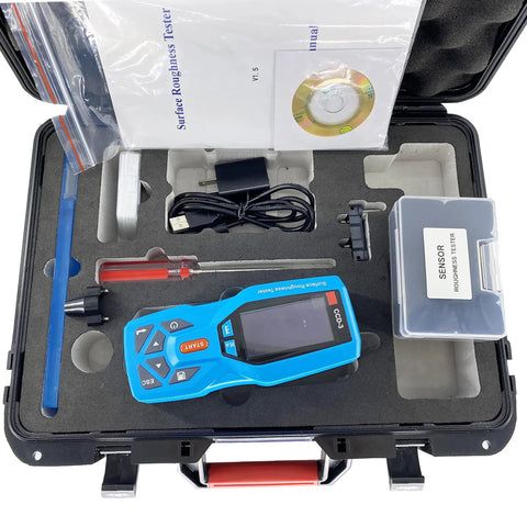Digital Surface Roughness Gauge Tester With 20 Parameters Ra 0.005 16.000 um And Rz 0.02 160.00 um in carrying case