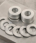 M6 Belleville Washers Set With Conical Knurled Edge Serrated Disc Spring Lock Washers For Auto And Industrial Gear 40 Pieces Stainless Steel Heavy Duty Anti Loosening Protection For Rugged Assemblies stacked stainless steel washers
