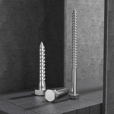 Beefy Three Eighths Inch By One And A Half Inch Hex Head Lag Screws Stainless Steel 304 Grade 14 Pack for Decks TV Mounts Boats and Heavy Woodworking Projects