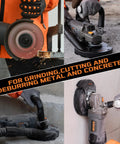 Concrete Angle Grinder 5 Inch With 11.5 Amp 1400W Motor Diamond Cup Wheel in use for concrete and metal grinding.