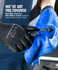 Rhino Wrench gland nut wrench set of 2, adjustable hydraulic cylinder spanners with black gloves and blue microfiber towel