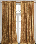 Lux Caramel Gold Crushed Velvet Curtains Two Panel Set With Rod Pocket 50 Inch Wide By 84 Inch Long Each Room Darkening Drapes