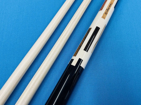 Top Shelf Carom Pool Cue For Three Cushion Billiards Featuring S30 E71 Maple Shafts And A Patented Vp2 Joint close-up view of the cue and shafts.