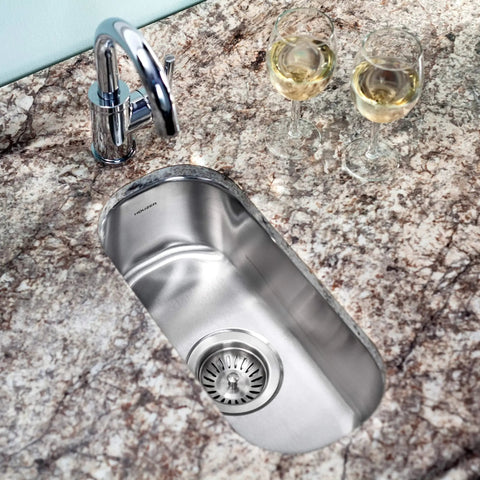 Stainless Steel Kitchen Bar And Prep Sink With 10 Inch Undermount Compact Oval Design Durable 18 Gauge T 304 Stainless Includes Strainer