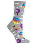 The Great Outdoors Balloon Festival Crew Socks For Women Cozy Cotton Blend With Hot Air Balloon Design Fits Shoe Size 4 To 10.5