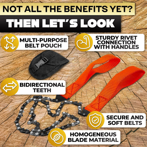 Pocket Chainsaw For Survival With Bag Stainless Steel 25 Inch Folding Tree Saw With Bi Directional Teeth and accessories