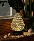 Extra Large Crystal Pineapple Lantern Lamp With IP44 Waterproof 13 Inch Lantern decor on a wooden bench with seashells