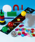 Magnetic Science Kit For Kids Ages 8 Plus With 33 STEM Experiments, colorful shapes, magnets, compass, metallic shavings
