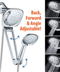 Next Level High Pressure Square 3 Way Luxury Spa Shower System with adjustable arm, chrome finish, rain head, handheld view