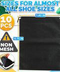 10 Pack Non Mesh Solid Travel Shoe Bags Set Waterproof Drawstring Sneaker Storage Organizer 11.8 By 15.75 Inches display