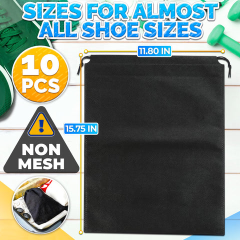 10 Pack Non Mesh Solid Travel Shoe Bags Set Waterproof Drawstring Sneaker Storage Organizer 11.8 By 15.75 Inches display