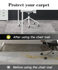 Foldable 36 By 48 Inch Chair Mat For Carpeted Floors shown protecting and preserving carpet in home office setup.