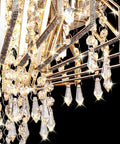 Close-up of sparkling crystals on Six Light Crystal Chandelier Ceiling Light Fixture Modern Flush Mount