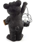 Back view of a Bear Solar Powered LED Welcome Sign Garden Statue Outdoor Decor for Front Yard Patio Lawn Weatherproof Figurine.