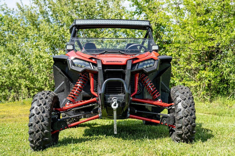 UTV Winch Mounting Plate For Honda Talon 2019 To 2021 Black Beefy Heavy Duty Thick Steel Off Road Recovery Ready Mounting Solution