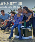 Family using Vintage 54 Quart Steel Belted Cooler With Have A Seat Lid Ice Lasts Up To Four Days Fits 85 Cans Drain Rust Resistant Hardware Retro Design For Backyard Barbecues Camping And Weekend Get Togethers.