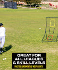 Baseball And Softball Pitching And Fielding Rebounder 6 X 4 Ft Pitch Back Net with 3 target zones in field use