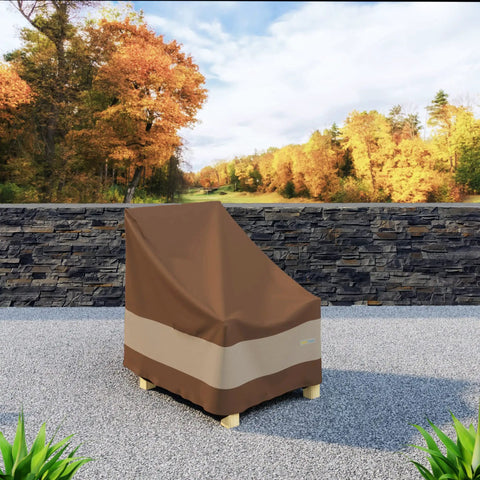 Ultimate Waterproof Patio Lounge Chair Cover For All Weather Protection, Mocha Cappuccino covering chair, outdoor setting