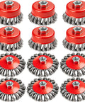 Twelve Pack Angle Grinder Wire Wheel Set 3 Inch And 4 Inch Brushes For Five Eighths Inch Arbor Rust Removal And Metal Surface Prep