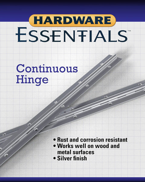 24 Inch Continuous Pin Hinge Nickel Finish, One And One Quarter Inch Wide, Surface Mounted Easy Install, Rust Resistant Steel