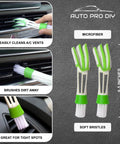 11 Piece Car Detailing Kit For Wheels Exterior And Interior Cleaning With Boar Hair Brushes Stainless Steel Wire Tools And Duster Brushes Reach Tight Spots DIY Pro Detail Set For A Fresh Like New Look showing vent duster brush