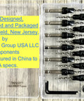 12 Pc Pro Grade Adjustable Wood Countersink Drill Bit Kit with Parabolic Flute and Tapered Bits displayed in storage case.