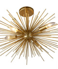 Gold Spike Sputnik Flush Mount Ceiling Light 20 Inch Mid Century Starburst Chandelier In Brass Plated Metal With Four E12 Sockets