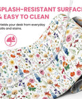 Ultra Large Desk Pad For Desktop 31.5 Inch By 11.8 Inch Extended Mouse Pad With Anti Slip Surface Featuring Wildflowers Design