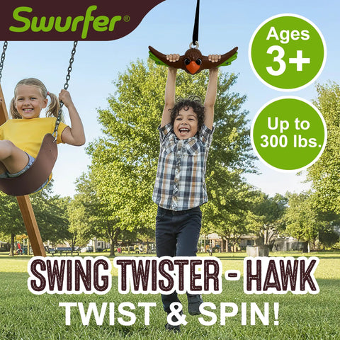 Child enjoying Ninja Twister Swing Spins Set For Backyards, 360 Degree Spin Toy accessory, supports up to 300 lbs, outdoors
